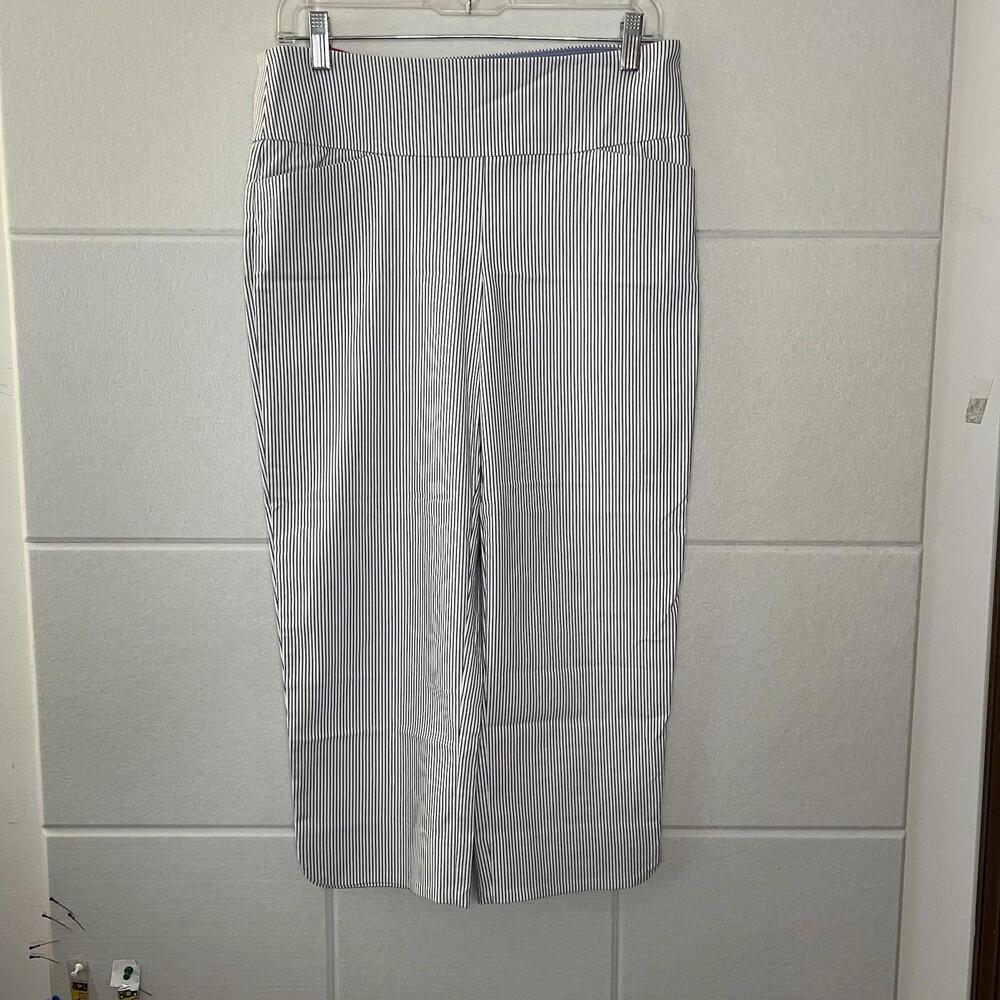 New W/ Tags Capris Stretch Pant Women Size 8 S.C. & Co Tummy Control Blue Stripe